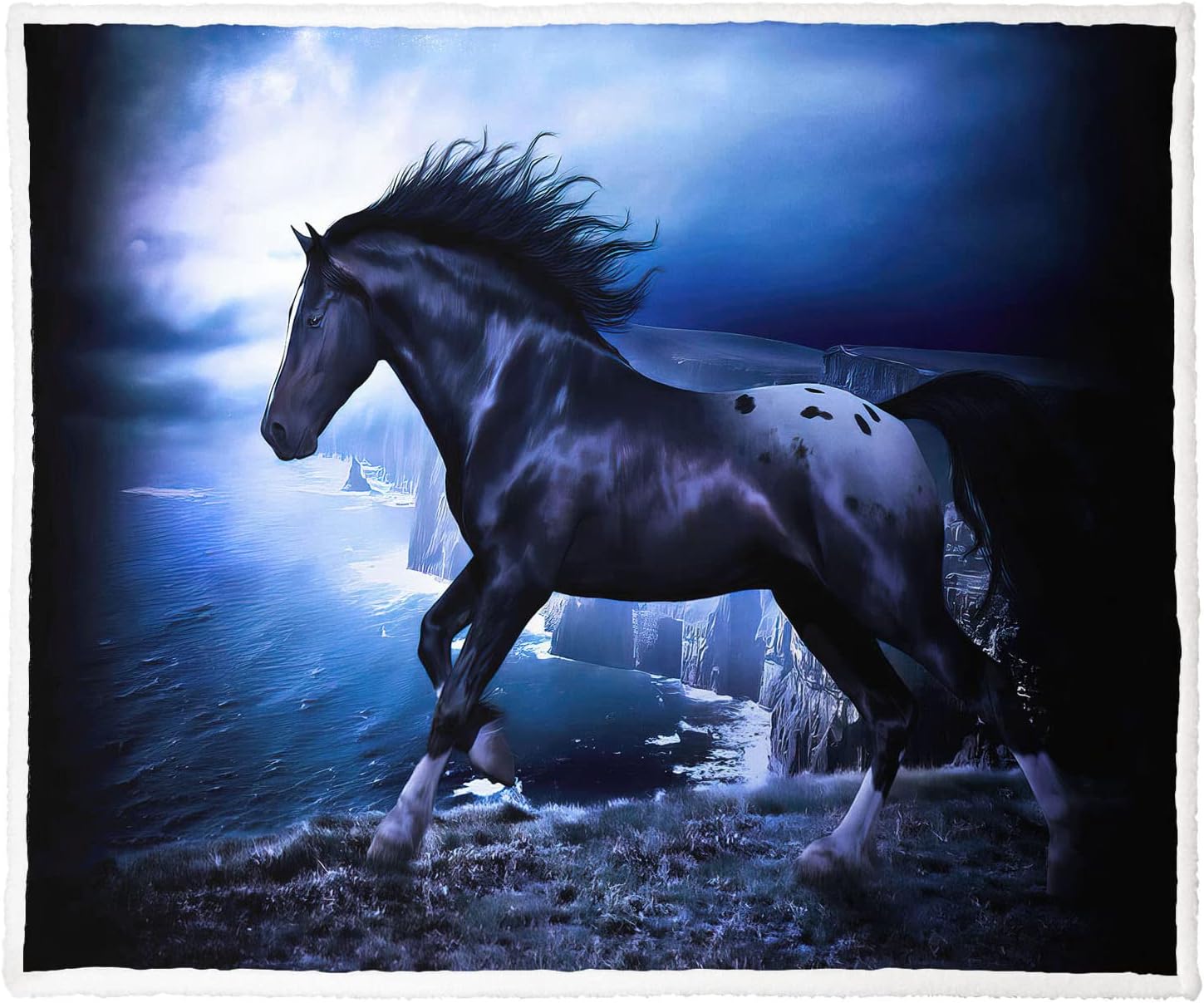 Manta Sherpa de caballo oscuro de 60 x 80 pulgadas, manta de caballo negro, manta súper suave y mullida, manta de forro polar grueso y cálido para