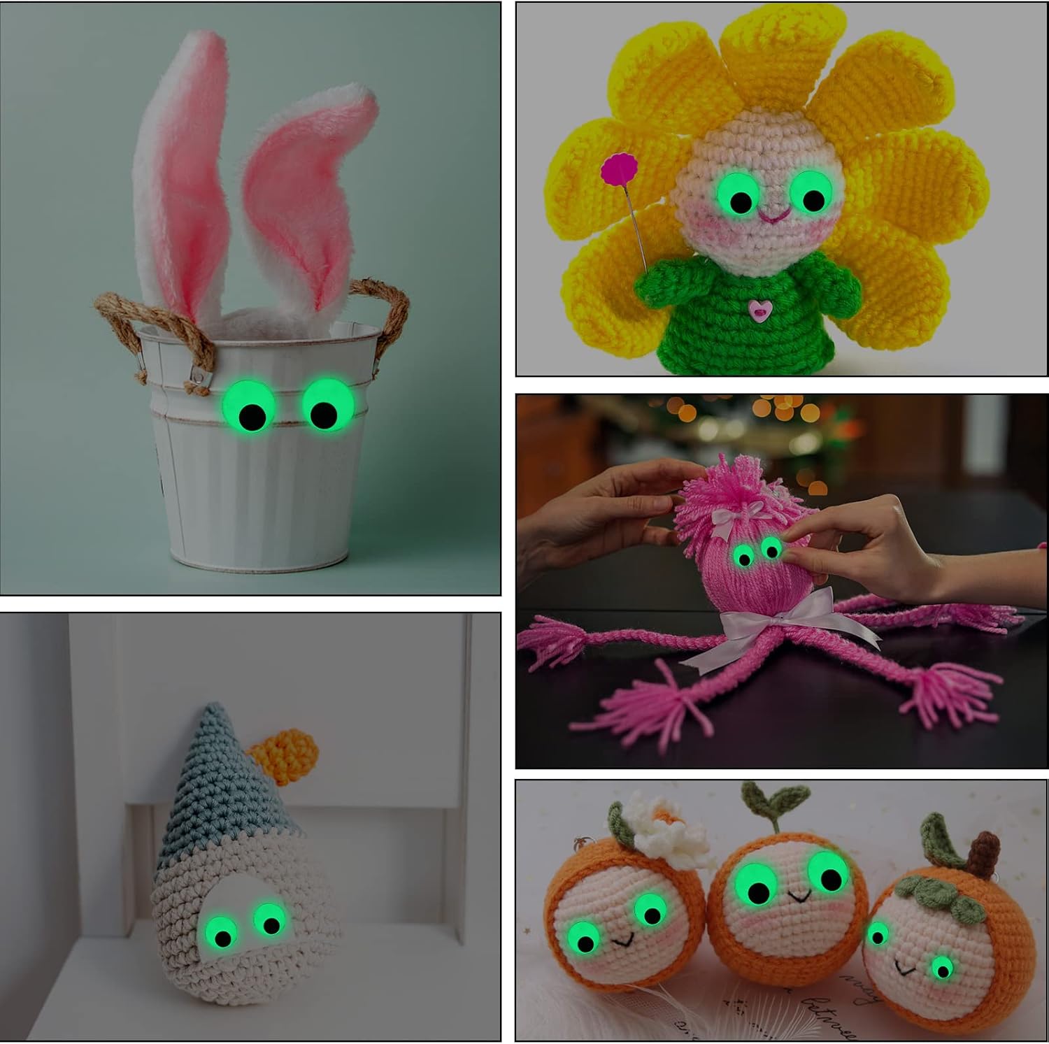 UPINS 300 ojos que se mueven Googly autoadhesivos, brillan en la oscuridad, ojos ondulantes para manualidades, ojos saltones brillantes para