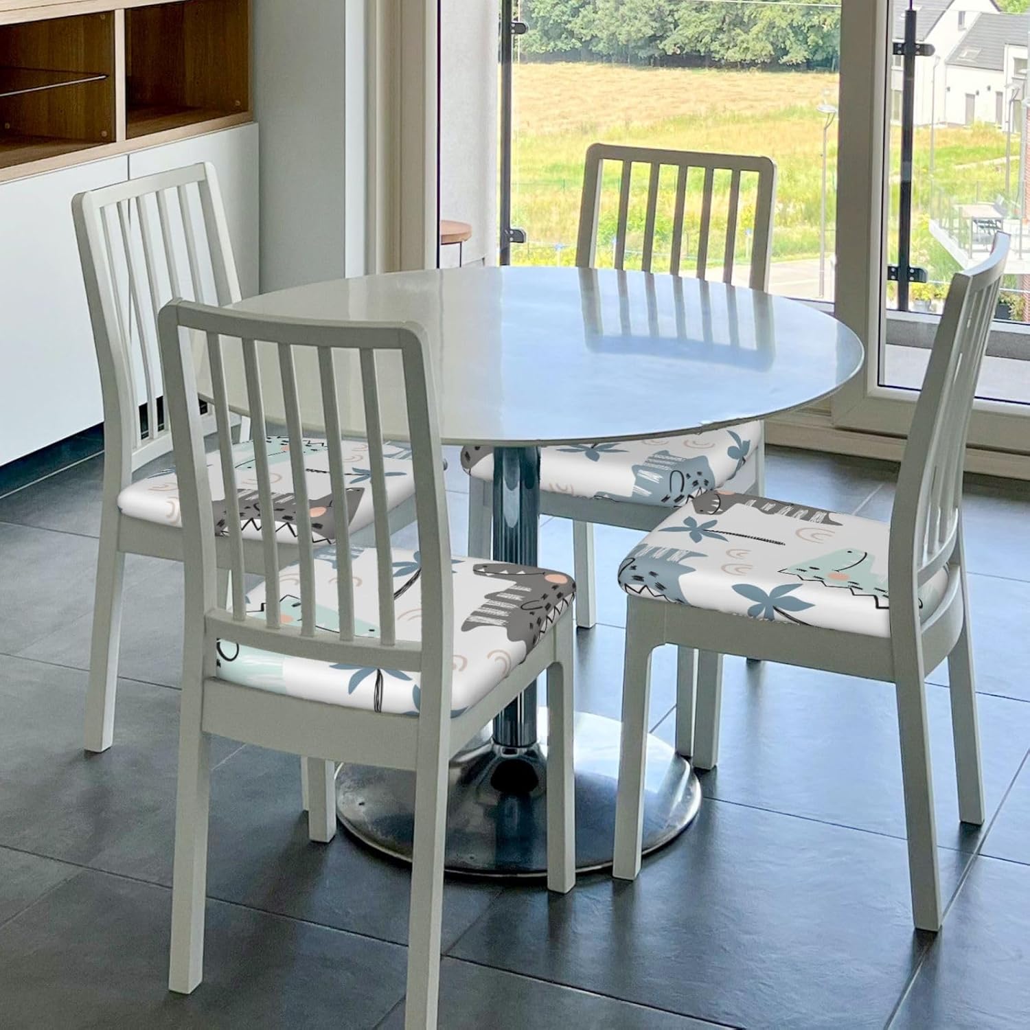 Juego de 4 fundas de cojín para silla de comedor de cocodrilo, extraíbles y lavables, fundas para sillas de comedor reutilizables para sillas de