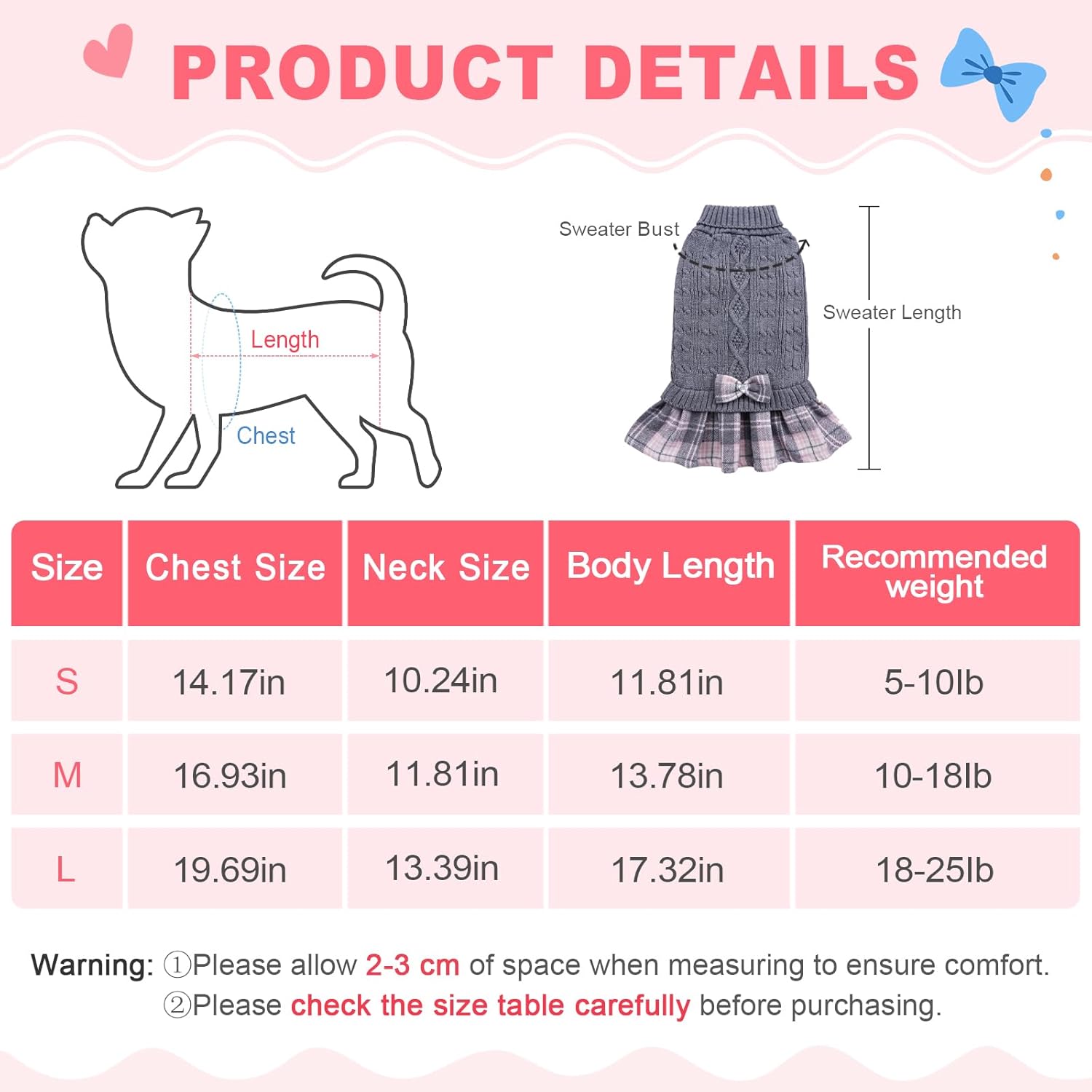 YUDODO Vestido suéter para perros pequeños, suéter de cuello alto para perro, cálido, ropa de punto suave para cachorros, lindos vestidos para