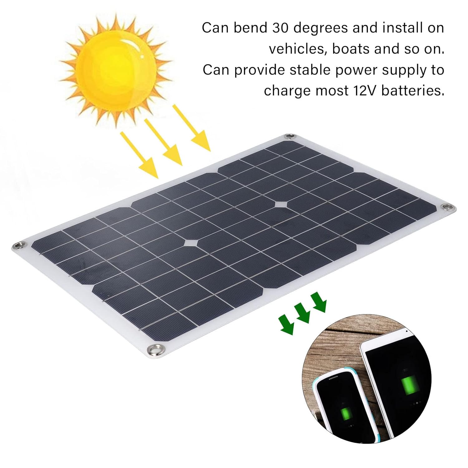 Tablero del cargador solar, panel solar portátil flexible impermeable del cargador de batería del tablero 20W para al aire libre