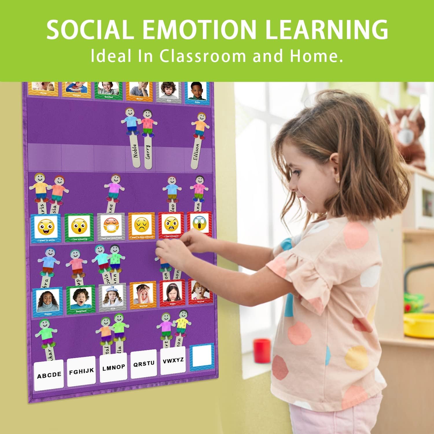 Emotions Feeling – Tabla de bolsillo para expresar tus sentimientos, con 24 tarjetas para profesores de preescolar, decoración de guardería,