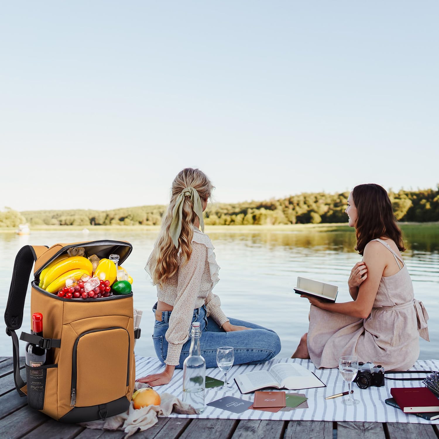 Laripwit Mochila térmica para 5440 latas, aislada, a prueba de fugas, mochila grande de almuerzo de doble cubierta para hombres y mujeres, bolsa