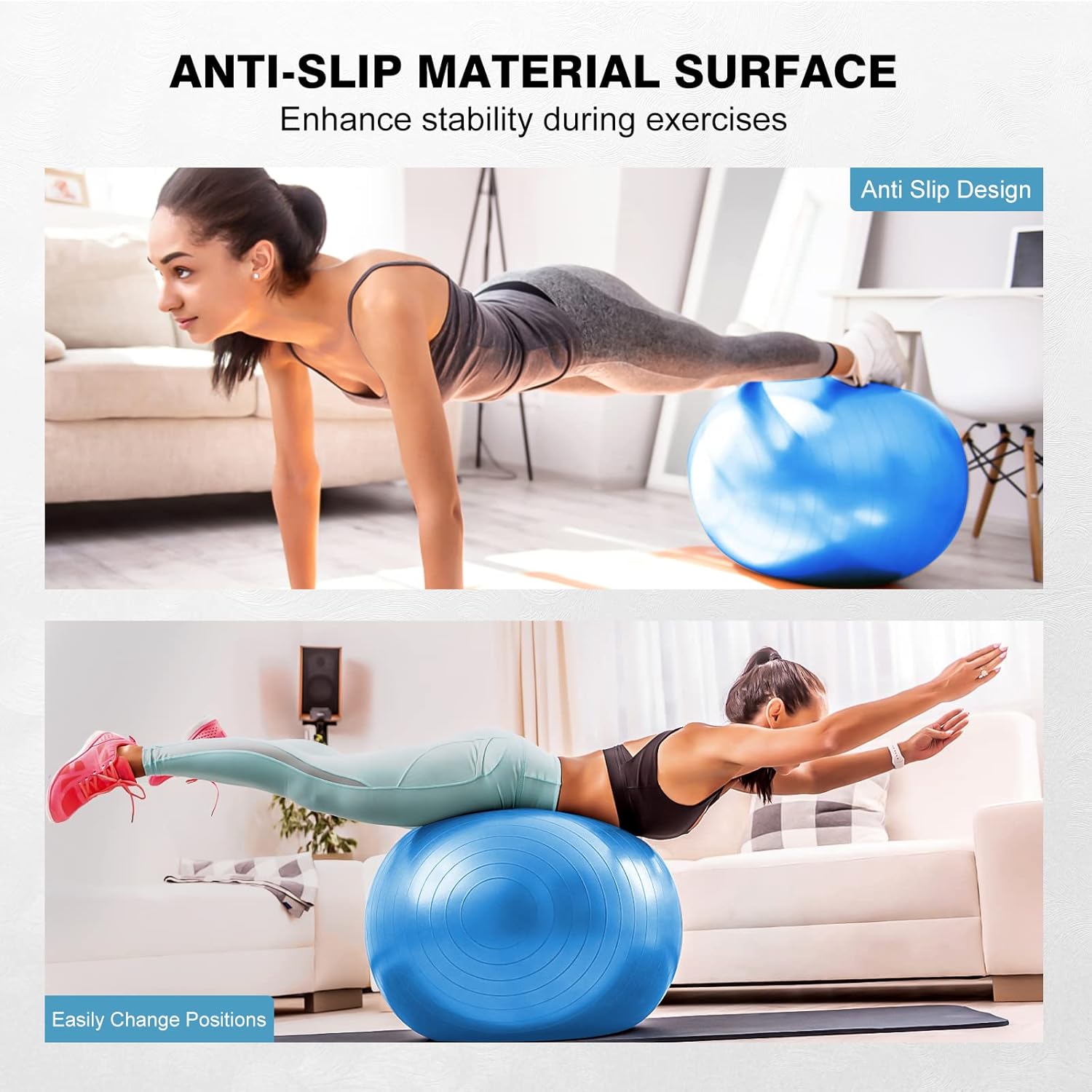 Pelota de yoga, pelota de pilates gruesa antideslizante para embarazo, parto, entrenamiento y entrenamiento básico, pelota de fitness antiestallidos