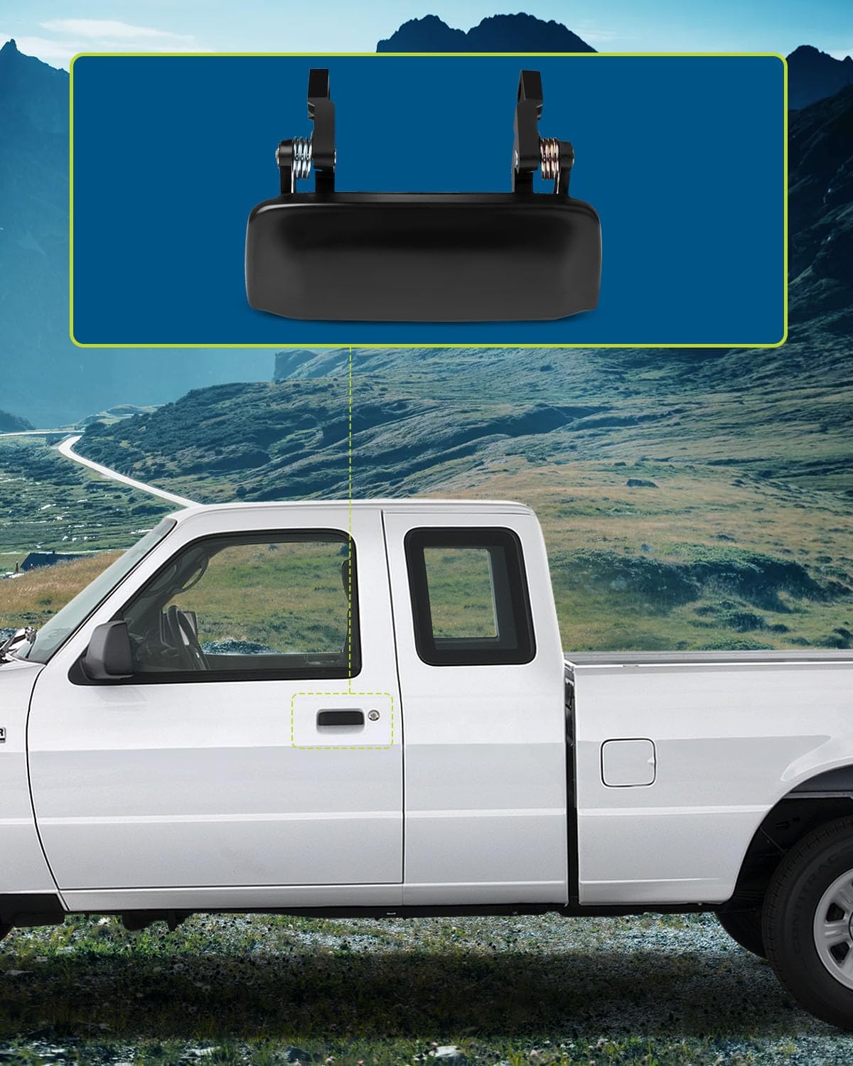 Exterior Door Handles Front Driver Passenger Side Replacement for 2001-2011 for Ford Ranger Black(2pcs)