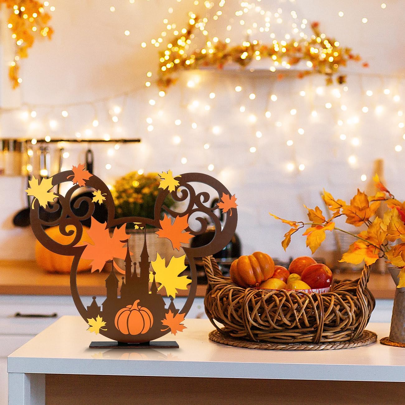 Letreros de decoración de mesa con texto en inglés “Happy Fall”, centro de mesa de madera de Acción de Gracias para otoño, cosecha de Acción de