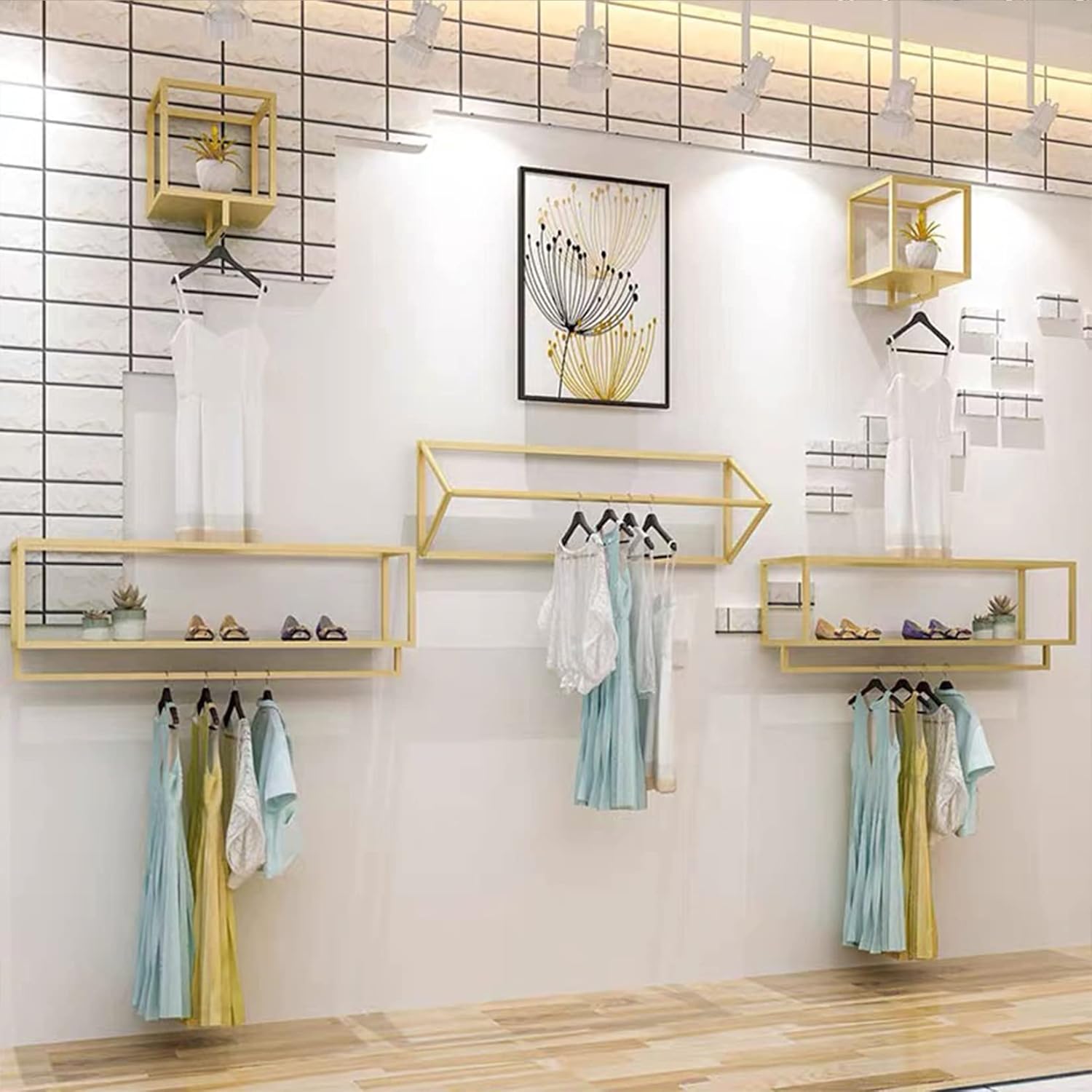 Percheros de metal para tiendas de ropa, estantes colgantes para colgar en la pared, estante de ropa para plantas en macetas en el hogar, toallero