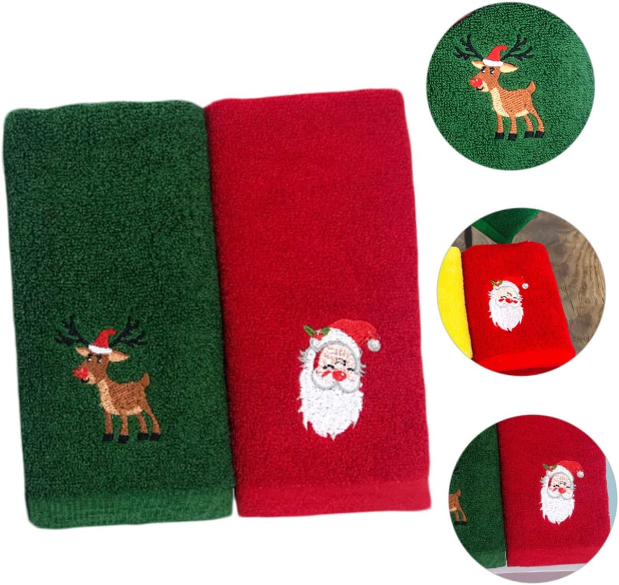 Cabilock 6 toallas de Navidad de mano para baño, toallas bordadas de Navidad, paños de cocina, toallas de Papá Noel, toallas de mano de Navidad,