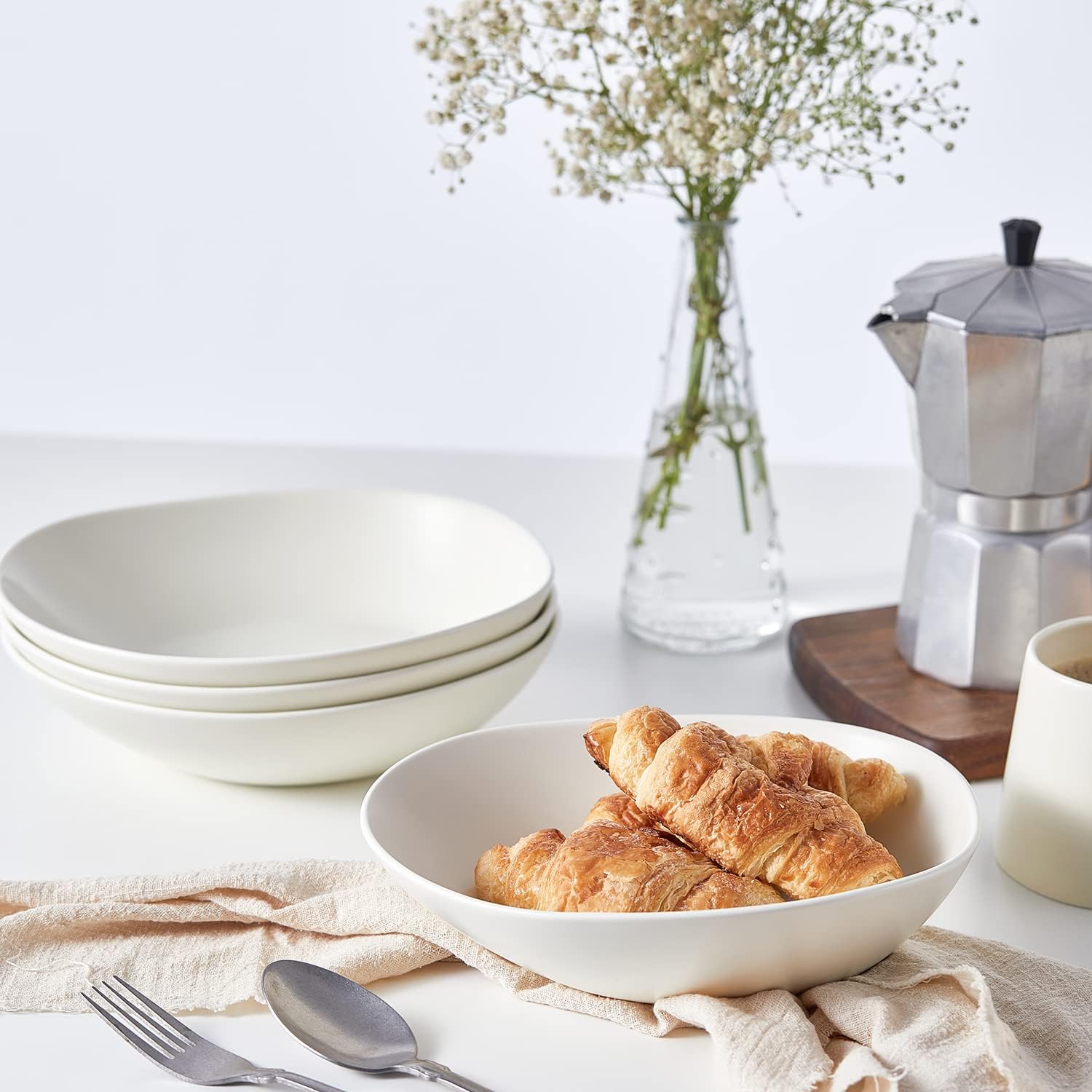Stone lain Delilah – Juego de platos de porcelana de 8 pulgadas, 6 piezas, color crema