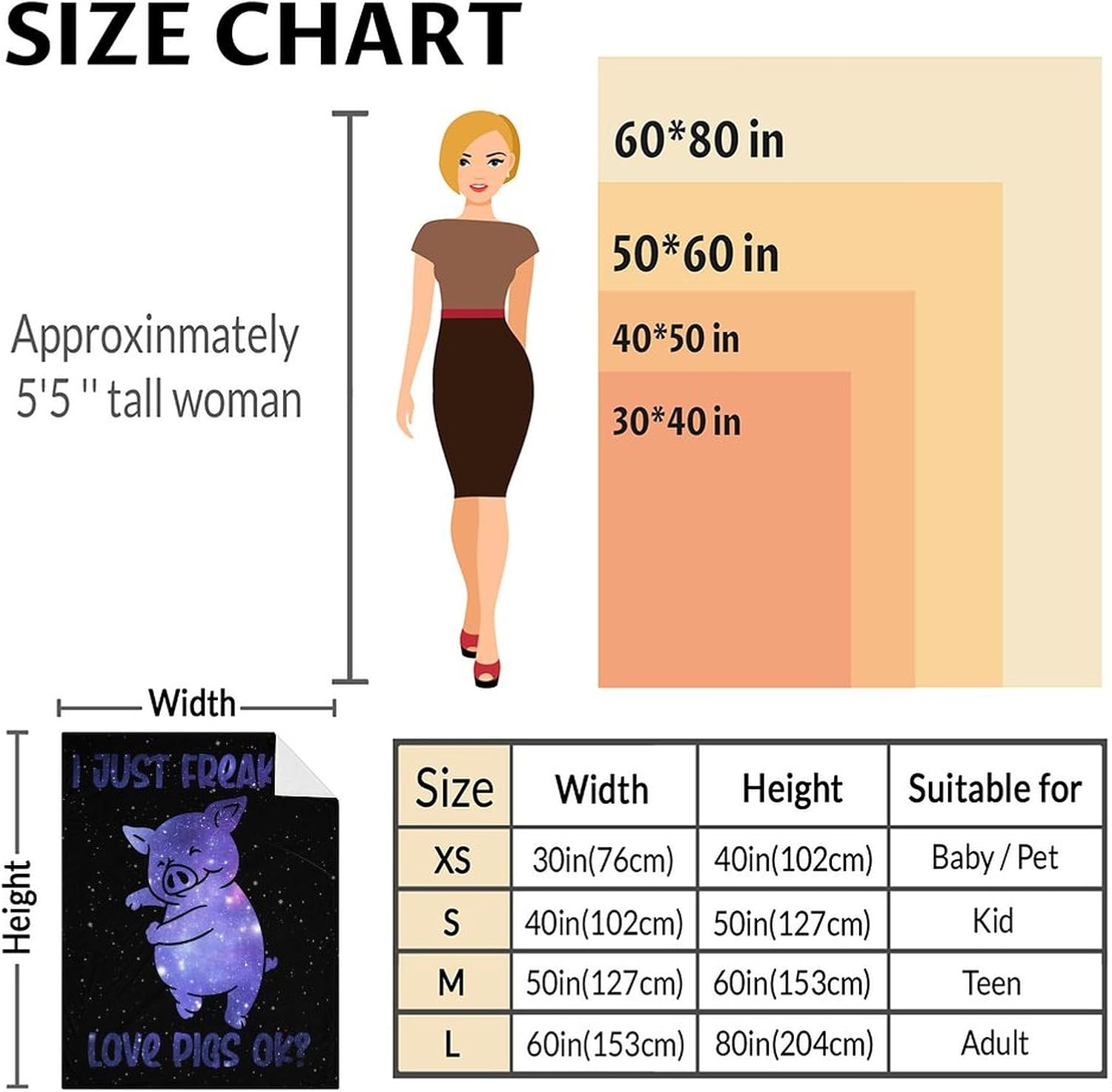 Manta de cerdo para regalar  Manta de 60 x 80 pulgadas para mujeres y niñas  Manta de felpa suave y mullida púrpura para sofá, oficina