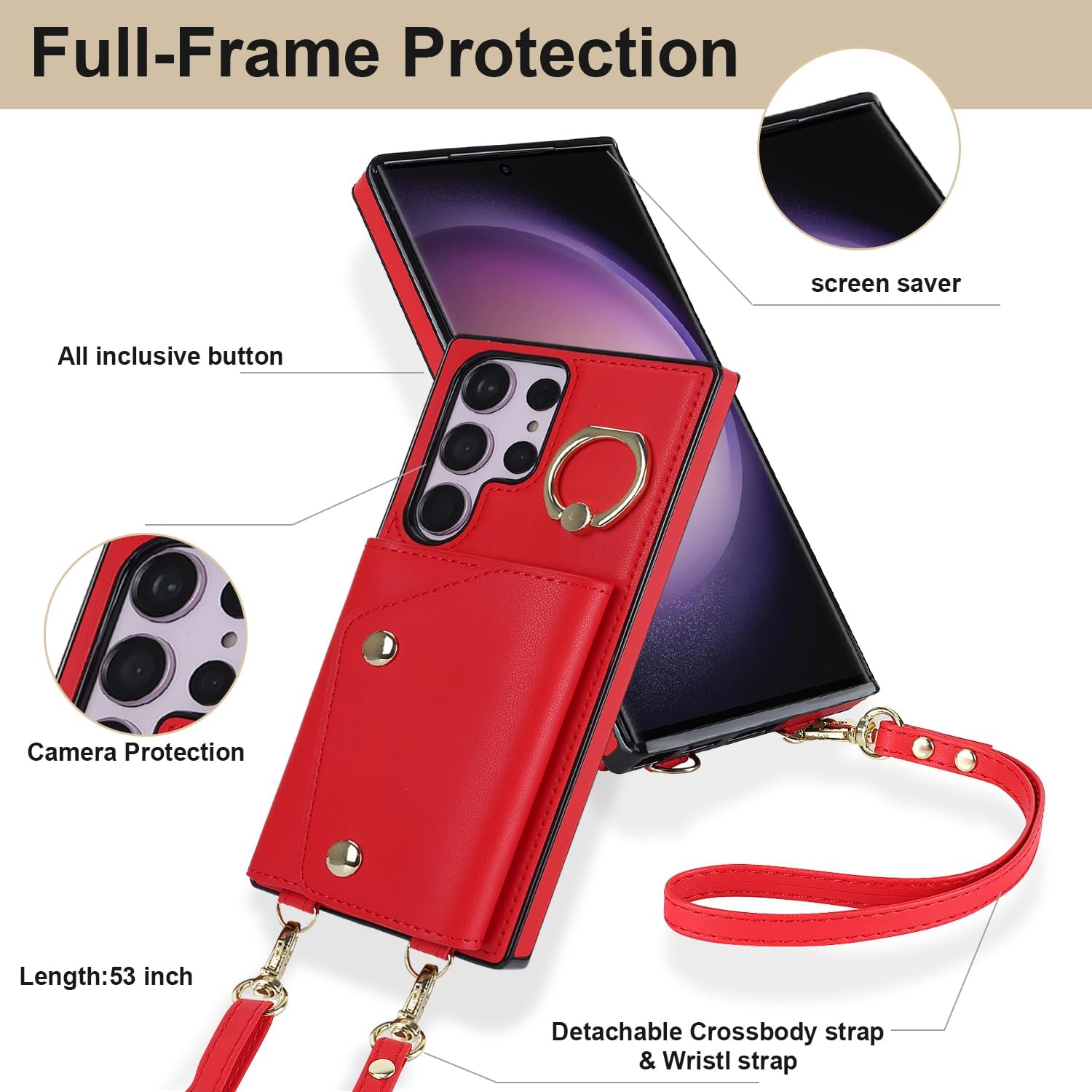 Asuwish Funda para teléfono Samsung Galaxy S23 Ultra 5G Funda tipo cartera con protector de pantalla y soporte para anillo para tarjeta de crédito,