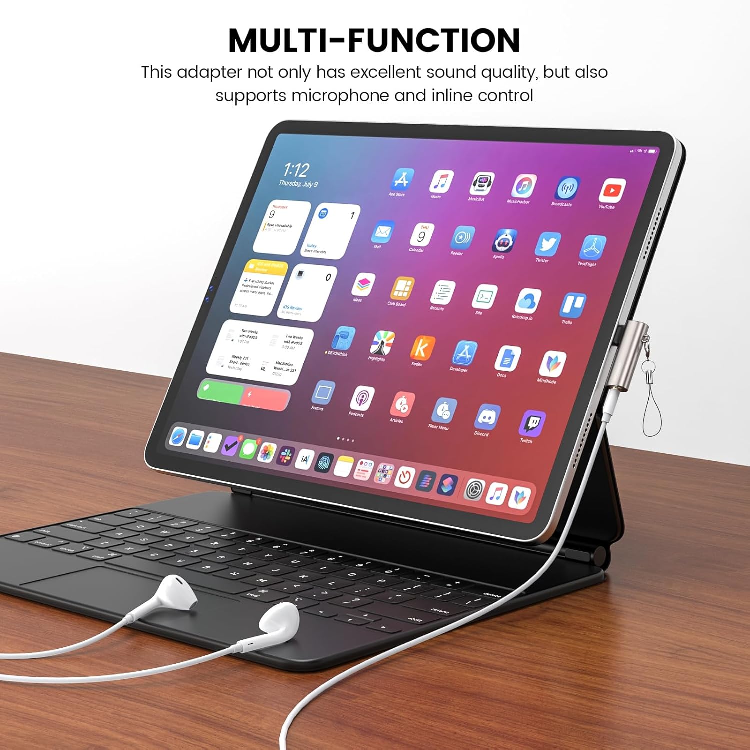 MOSWAG Adaptador de auriculares USB C a conector tipo C de 0.138 in, micrófono auxiliar en ángulo derecho, dongle de audio de aleación de zinc,