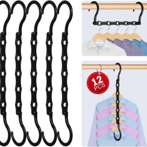 Magic Hanger – Paquete de 12 perchas multifuncionales para armario, organizador y almacenamiento, 5 agujeros, ahorro de espacio, apilador para Magic Hanger – Paquete de 12 perchas multifuncionales para armario, organizador y almacenamiento, 5 agujeros, ahorro de espacio, apilador para