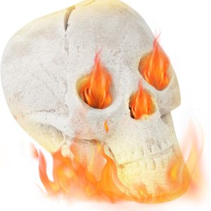 Tangkula Calavera de cerámica para Halloween, calaveras humanas a prueba de fuego, reutilizables, con forma de calavera, decoración de Halloween Tangkula Calavera de cerámica para Halloween, calaveras humanas a prueba de fuego, reutilizables, con forma de calavera, decoración de Halloween