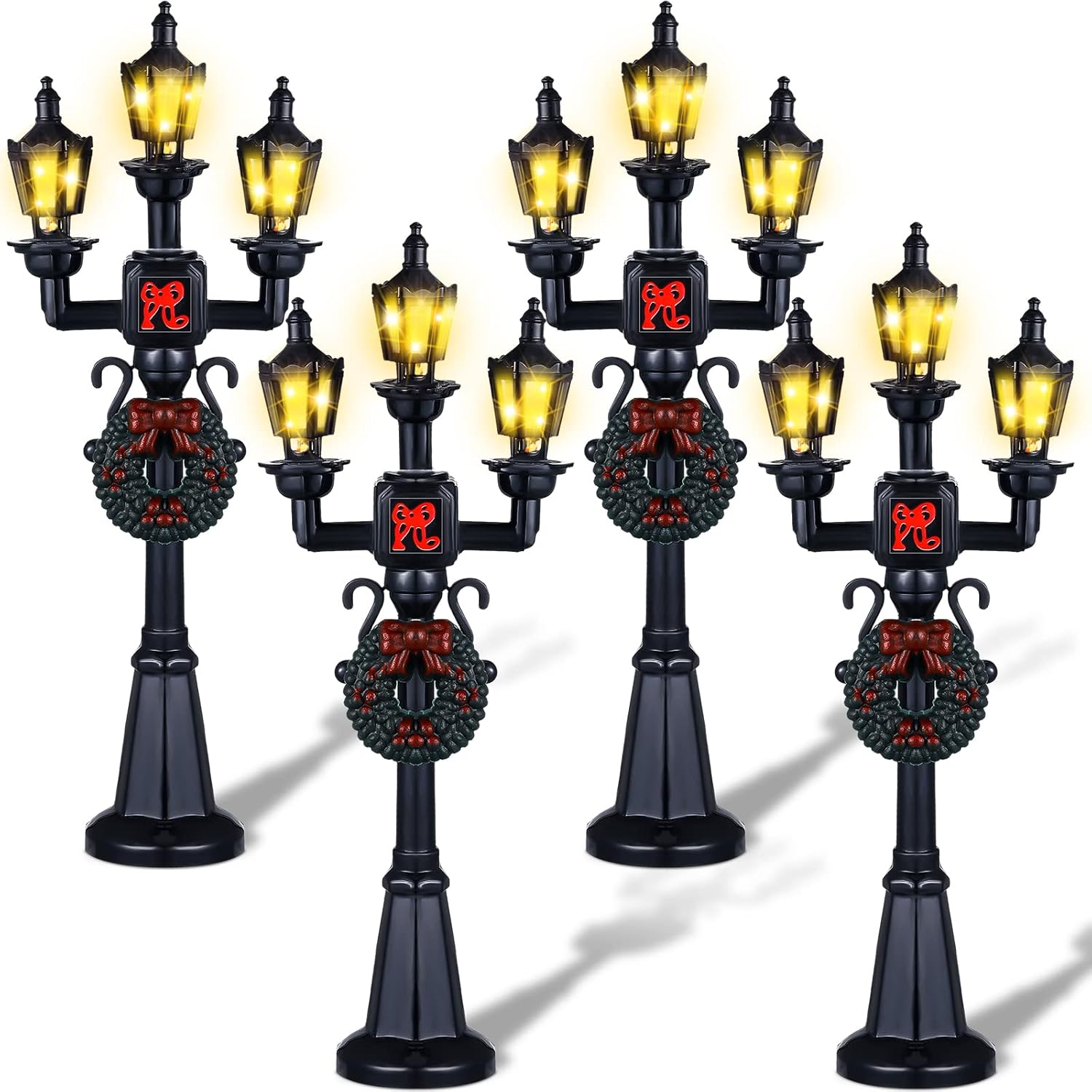 Lámpara de Navidad para poste de aldea, accesorios de aldea, lámpara de tren, farol, lámpara de calle en miniatura, luces de calle decorativas para