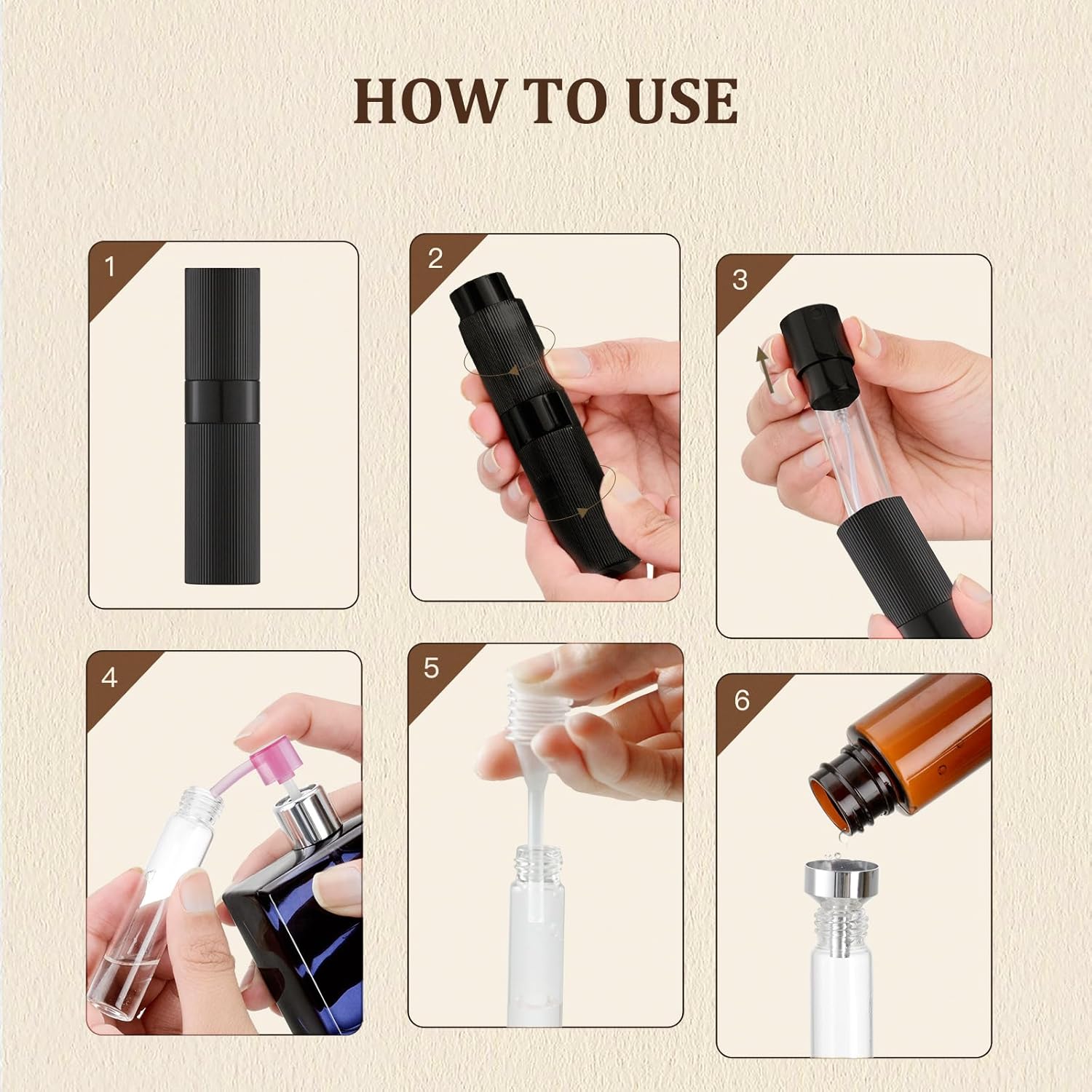 LISAPACK Botella atomizadora de perfume de 0.3 fl oz, 1 pulverizador de colonia de viaje recargable, mini dispensador de perfume portátil vacío
