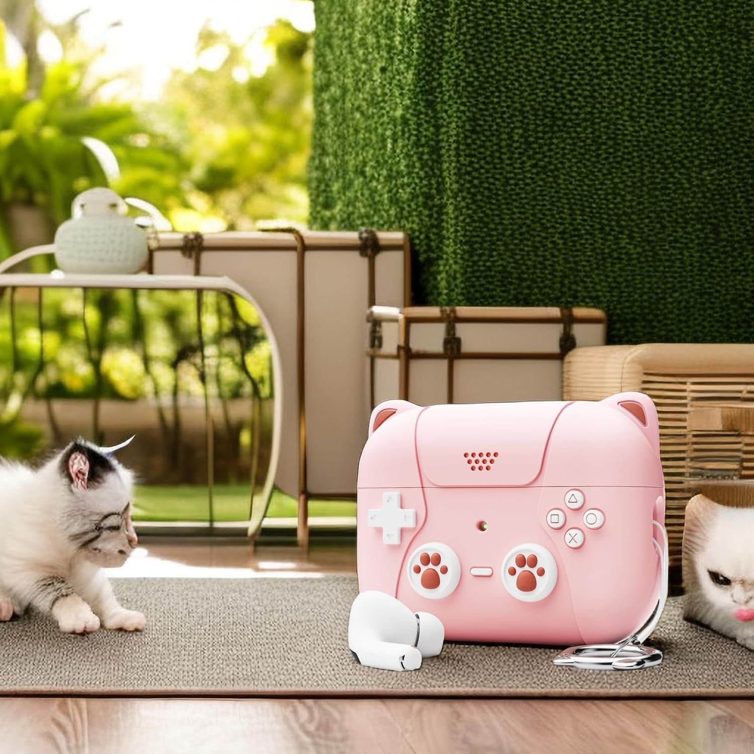 Fengshuo Funda para AirPods Pro de 21 generación, estilo de juego, funda protectora de silicona suave para Apple AirPods Pro Case 202320222019-Rosa