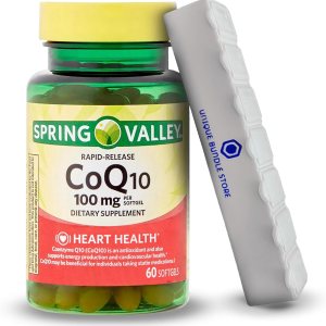 Spring Valley, CoQ10 100 mg, 60 unidades de suplemento dietético de liberación rápida para la salud del corazón, cápsulas blandas CQ10 de 100 mg + Spring Valley, CoQ10 100 mg, 60 unidades de suplemento dietético de liberación rápida para la salud del corazón, cápsulas blandas CQ10 de 100 mg +