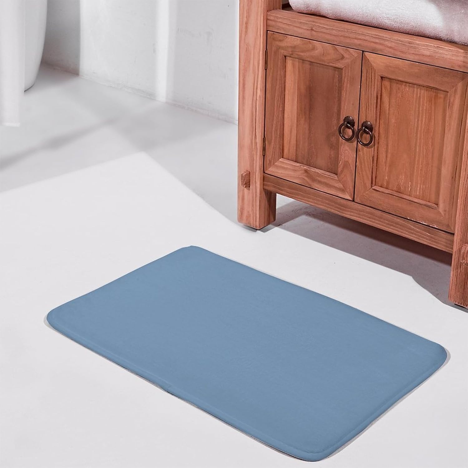 Alfombras de baño de lujo, antideslizantes y absorbentes, color azul polvoriento, suaves, para baño, 16 x 24 pulgadas