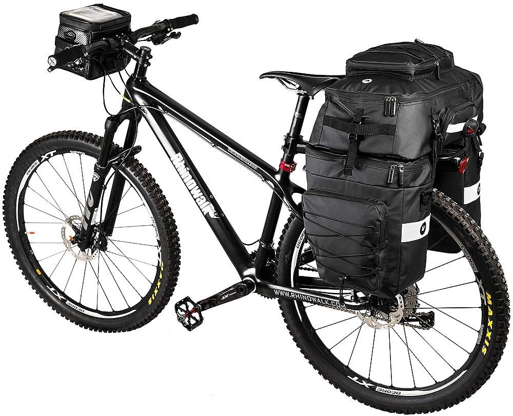 Rhinowalk Bolsa de bicicleta para bicicleta, bolsa de carga, bolsa de sillín para bicicleta, bolsa de hombro, bolsa de alforja para portátil, bolsa