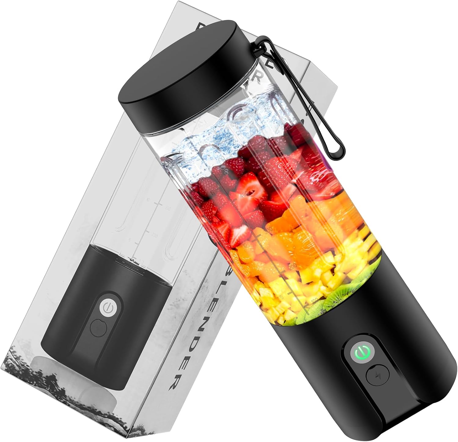 Licuadora portátil, licuadora de tamaño personal para batidos y batidos, recargable por USB, 4500 mAh, 11,1 V, potentes licuadoras con 10 cuchillas,