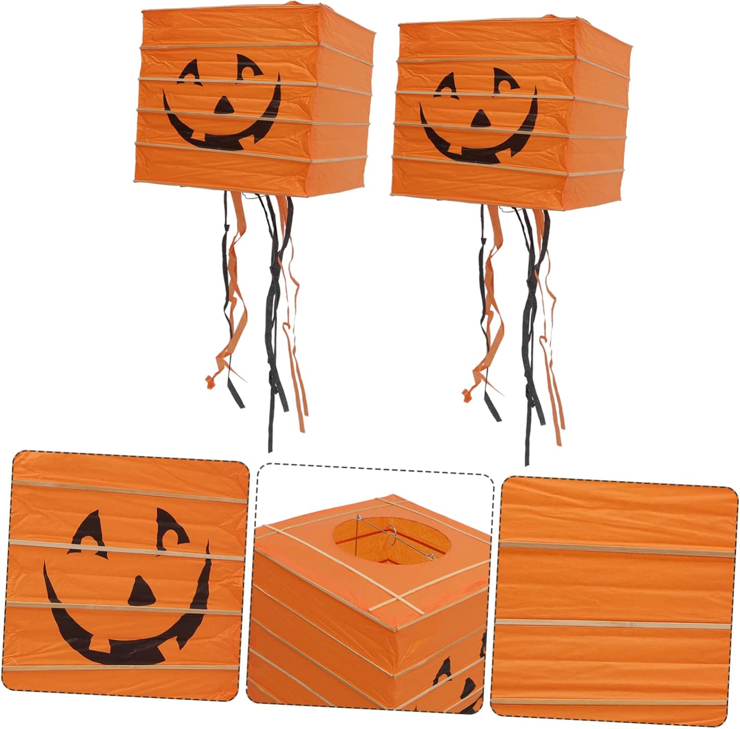 ABOOFAN 2 linternas de papel de Halloween para fiesta de Halloween, bolsa de papel, faroles de Halloween, faroles, bolas, decoraciones, lámparas de
