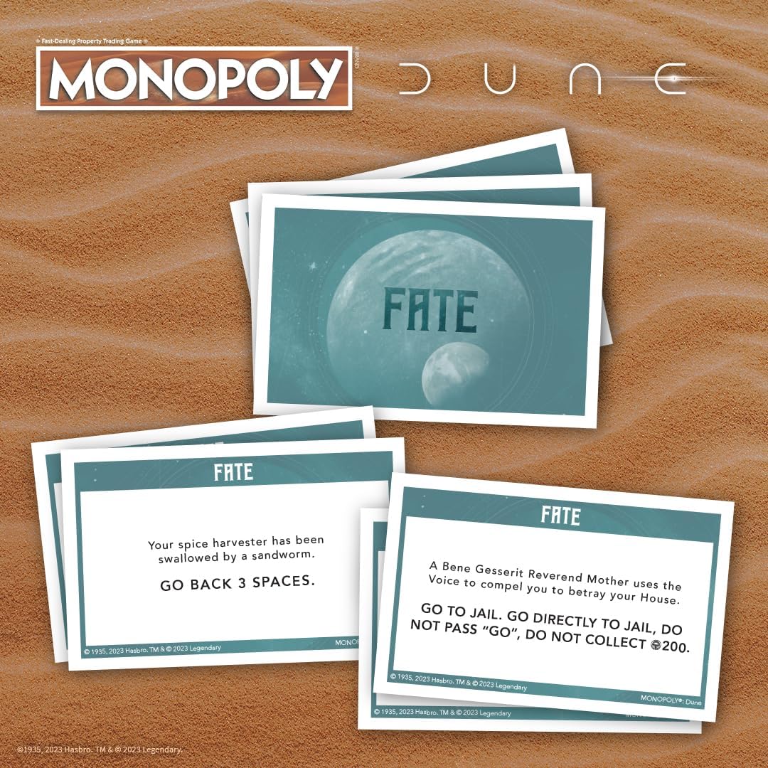 Monopoly Dune  Juega como The Ducal Ring, Crysknife, Gom Jabbar y más  Juego coleccionable con licencia oficial basado en The Movie Dune