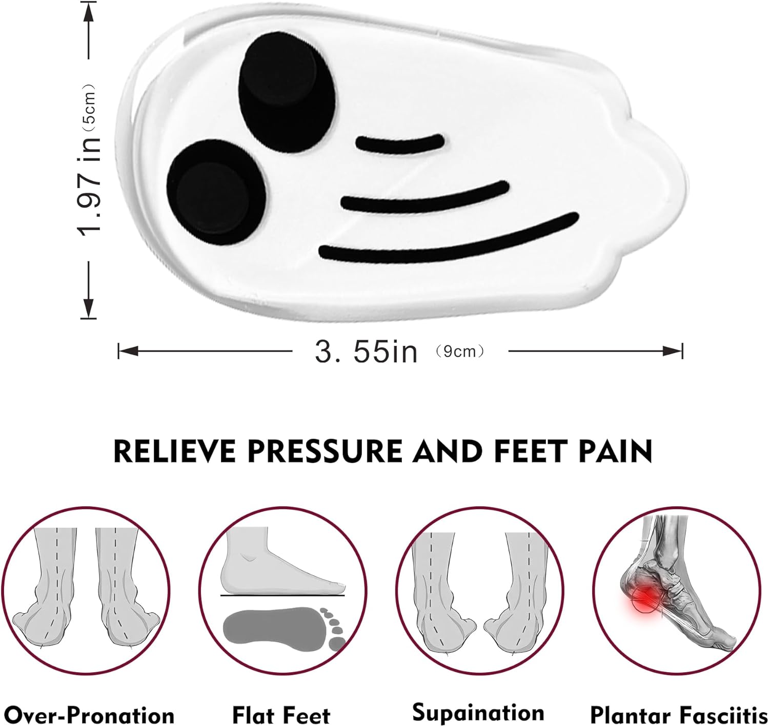 Plantillas para pies para fascitis plantar, soporte para el arco, insertos ortopédicos, plantillas para pies planos, dolor de pies, Transparente