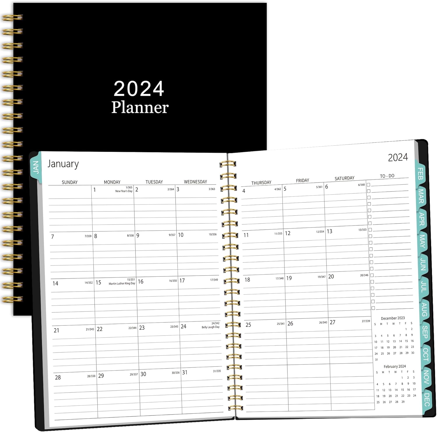 Agenda 2024-2024, agenda académica semanal y mensual de 8.5 x 11 pulgadas, agenda académica anual, 12 pestañas mensuales, calendario, bolsillo