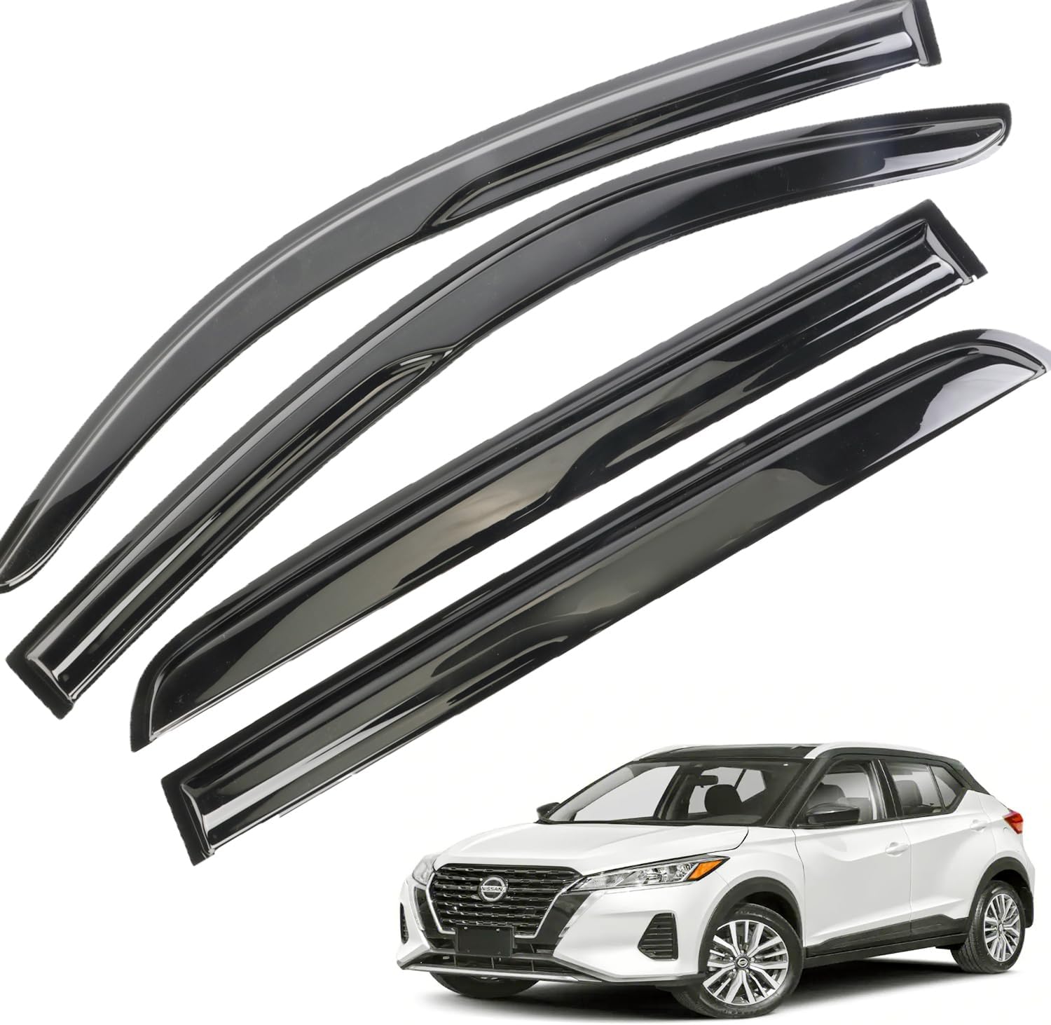 Viseras de ventana, deflector de protección contra la lluvia para Nissan Kicks 2018, 2019, 2020, 2021, 2022, 2023, 2024, 4 unidades, deflectores de