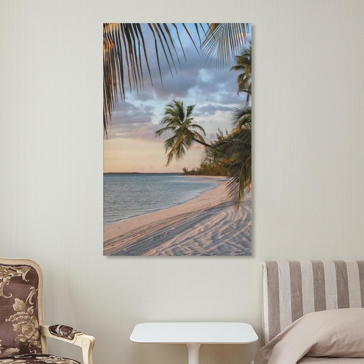 Pósteres al atardecer, océano, playa, olas, cocotero, playa, naturaleza, paisaje, arte de pared, lienzo, pósteres e impresiones artísticas de pared