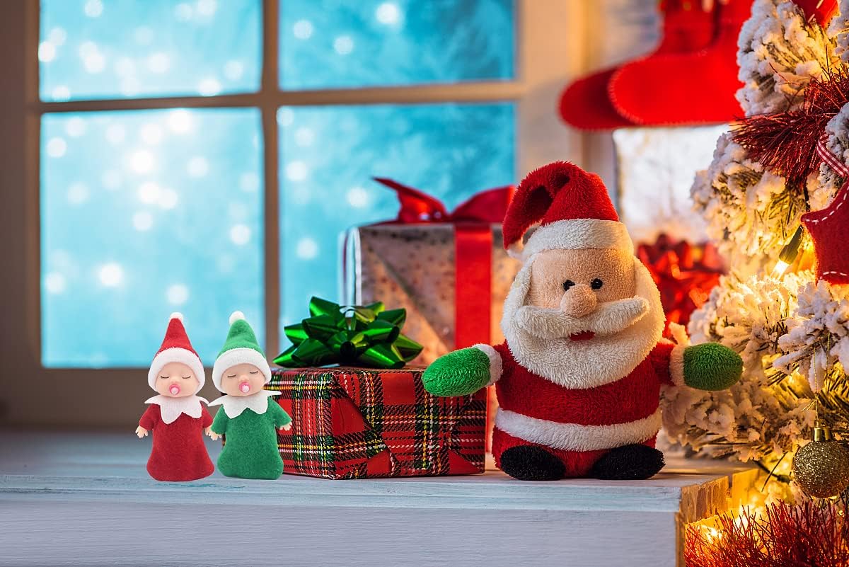 WULEEUPER Muñeca elfo durmiente con chupete  Juguetes de elfo en miniatura de Navidad  Regalo de fiesta de decoración de Año Nuevo (verde)