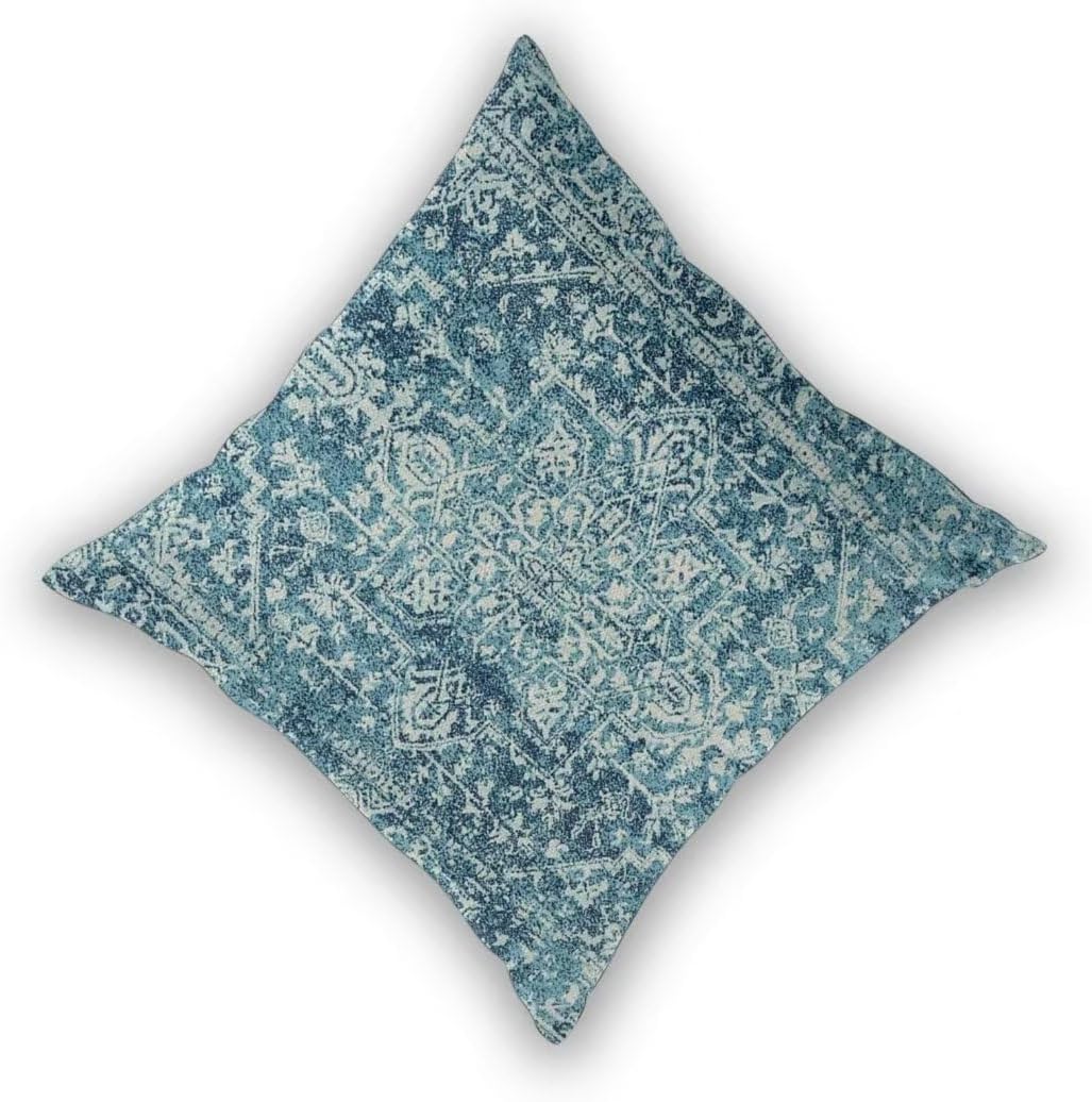 Juego de 2 fundas de almohada bohemias color verde azulado de 16 x 16 pulgadas, patrón de alfombra bohemia para exteriores, almohadas decorativas de