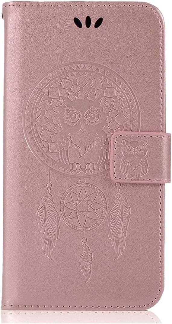 Funda para Moto E 2020, Motorola E 2020 con tarjetero correa para la muñeca Funda de piel sintética con tapa para Motorola Moto E 2020 (oro rosa)