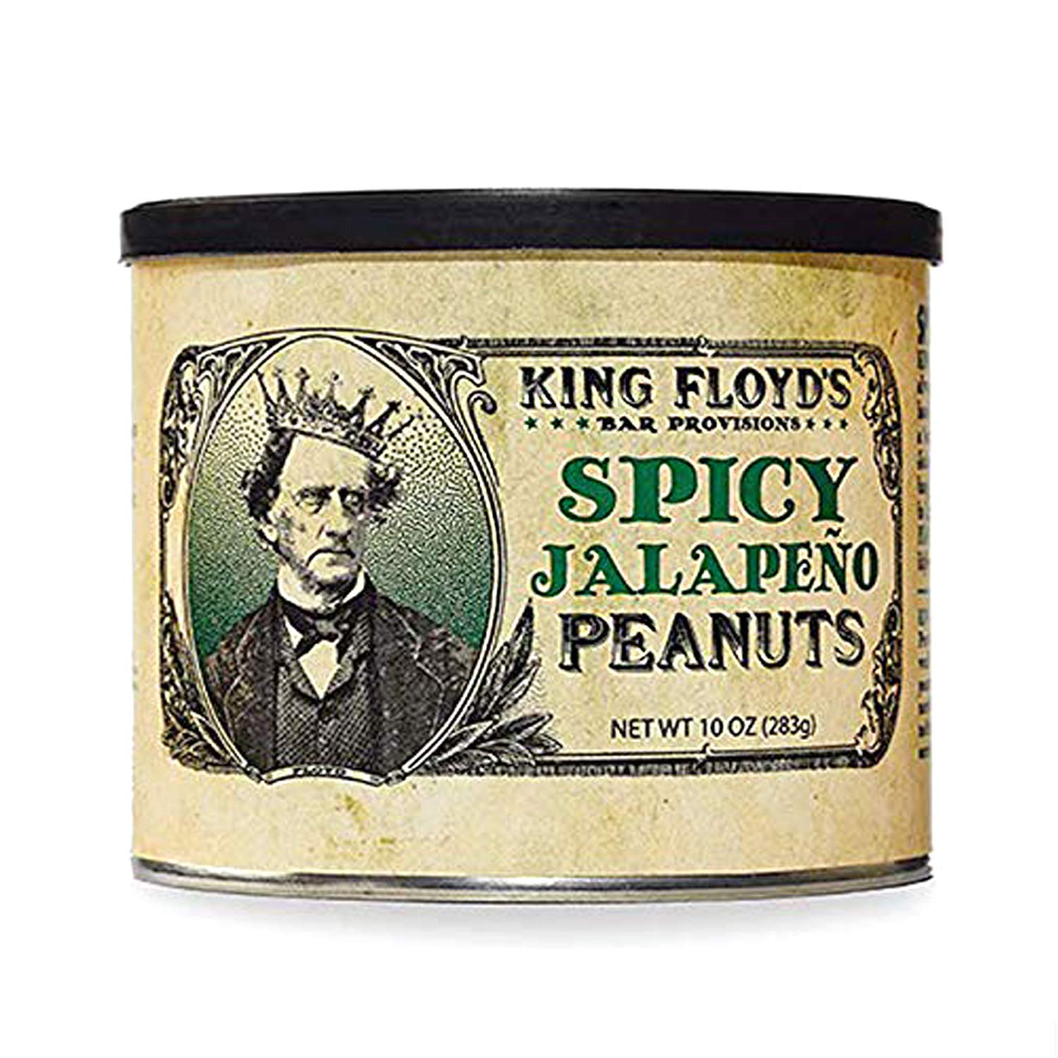 King Floyd’s Cacahuetes de Virginia de jalapeño picante (10 onzas) salados y con sabor a jalapeño, salados y picantes, tapa resellable, aperitivo