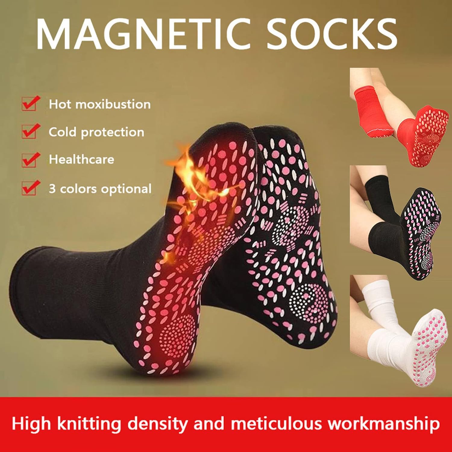 JOYO Calcetines calefactables Turmalina Calcetines de salud autocalentables magnéticos cómodos invierno cálido unisex calcetines de algodón