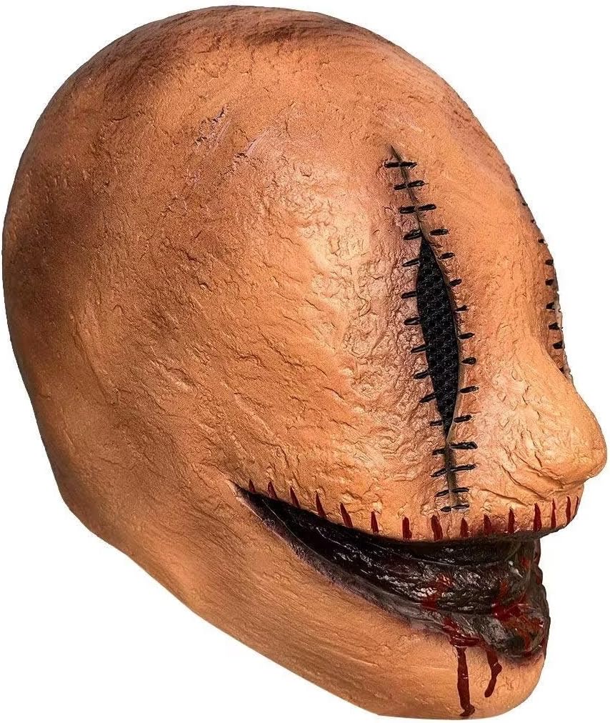 Bulex Máscara de asesino en serie de cara sonriente, máscara de película de terror, accesorios de cosplay espeluznantes para Halloween, accesorios