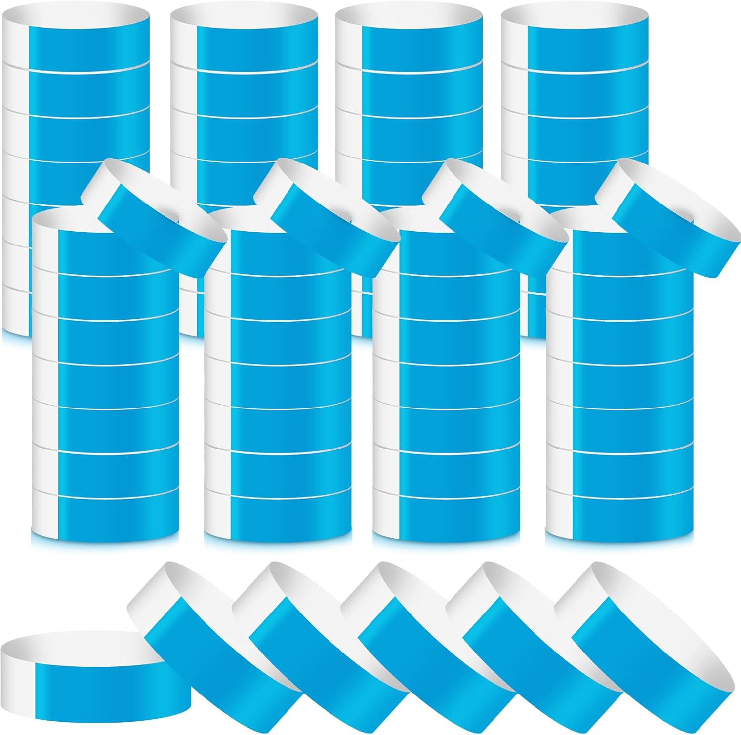 800 pulseras de colores para eventos, pulseras de papel, pulseras impermeables para eventos, pulseras adhesivas personalizadas para fiestas (azul)