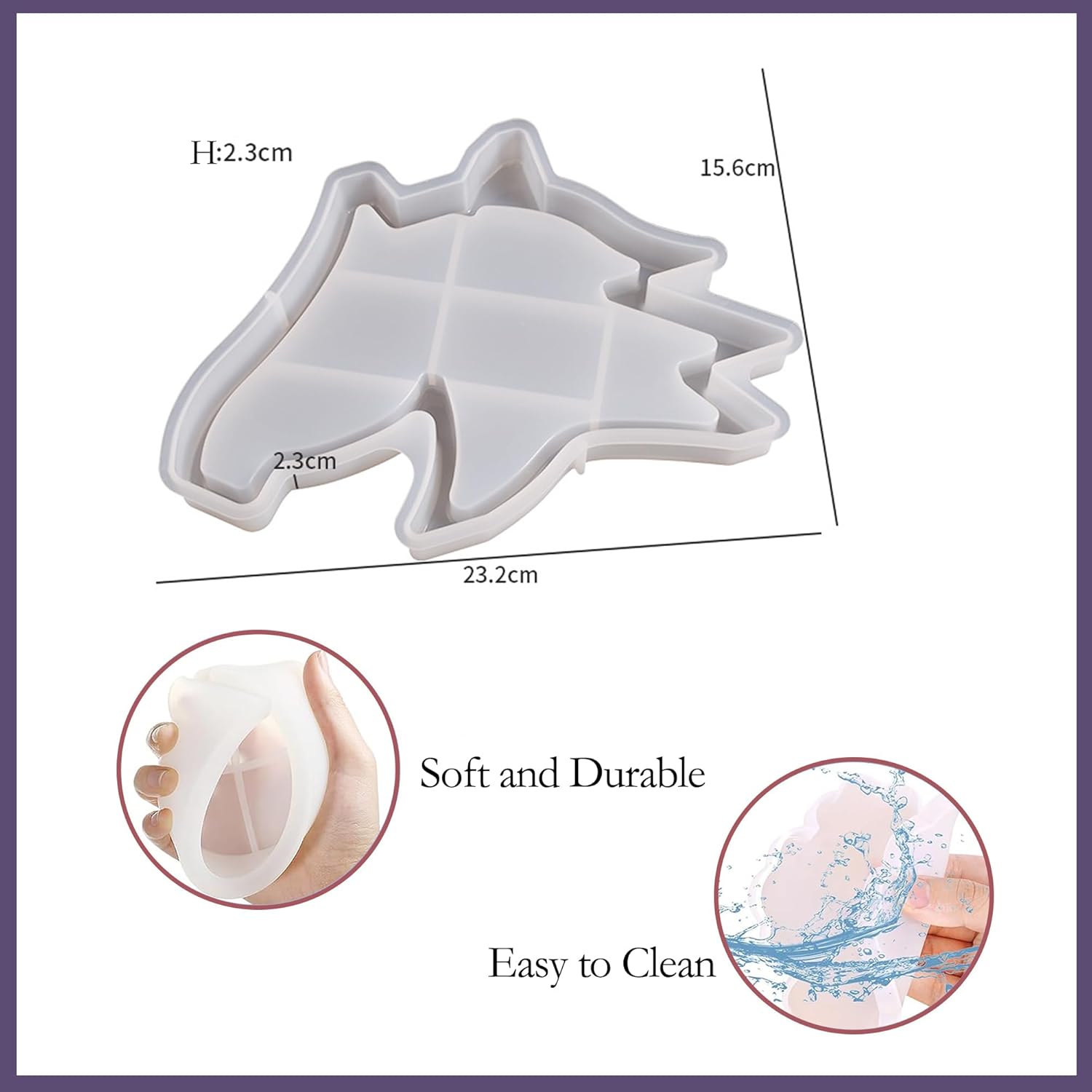 Moldes de resina para bandeja de silicona, molde de fundición de silicona epoxi en forma de unicornio, molde de epoxi para manualidades, posavasos