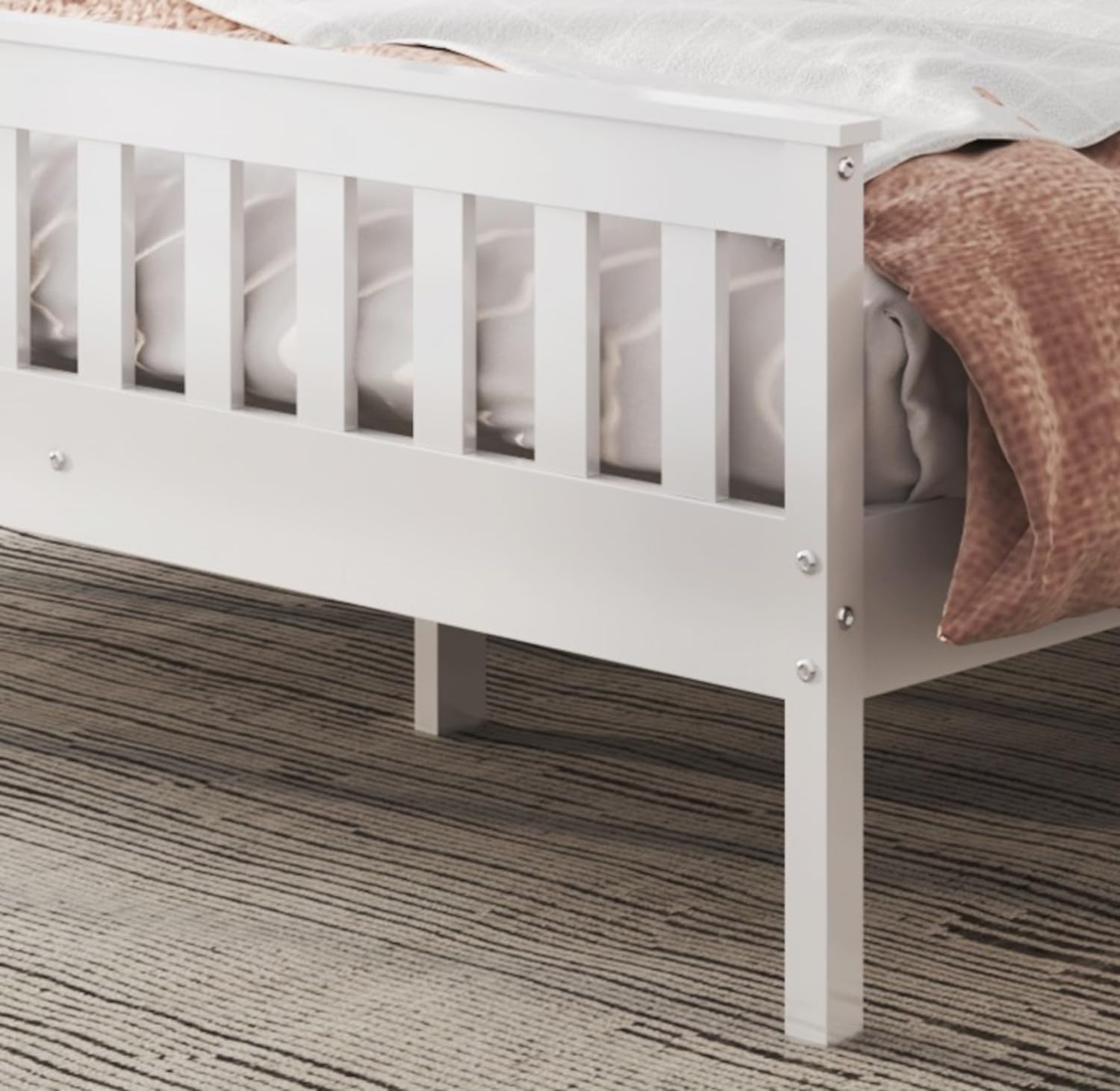 Classic Shaker Style Farmhouse – Cama de plataforma de pino macizo rústica, base de madera maciza con soporte de listones de madera, no necesita