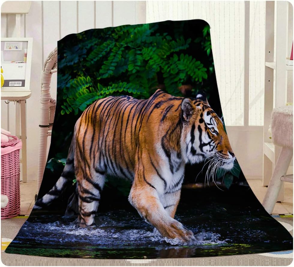 HGOD DESIGNS Manta de tigre, diseño de tigre silvestre en agua, suave, cálida y decorativa, para adultos, niños, mujeres, hombres y niñas, 59.8 x