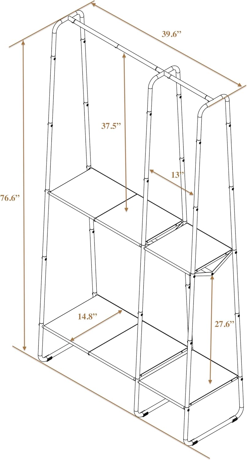 SunnyPoint Percheros de ropa independientes extra grandes para colgar ropa, estante de metal resistente para ropa y accesorios, solución de