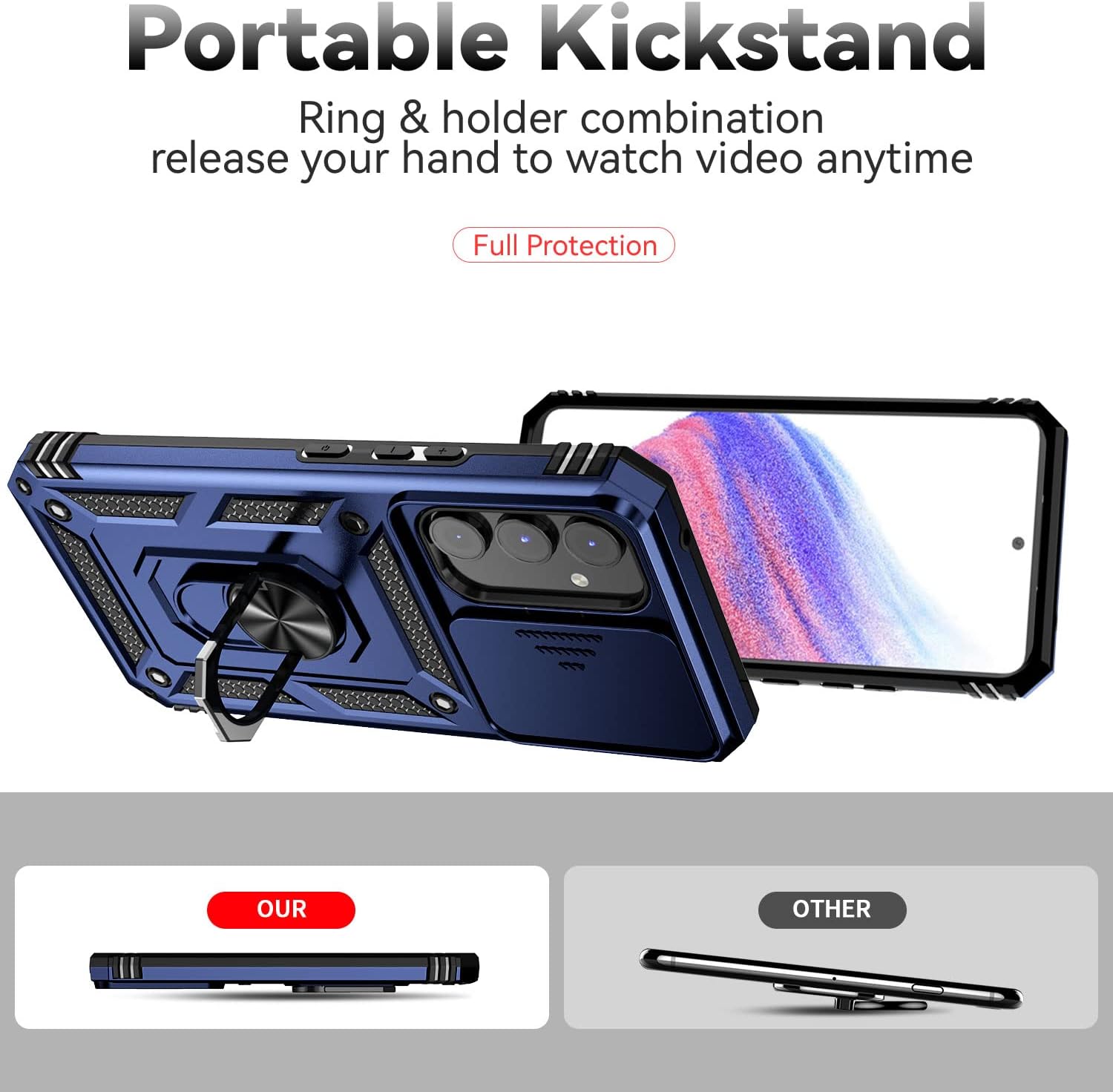 Funda para Samsung Galaxy A54 5G, Galaxy A54 5G con protector de pantalla y funda para cámara, grado militar 16 pies. Funda a prueba de caídas con