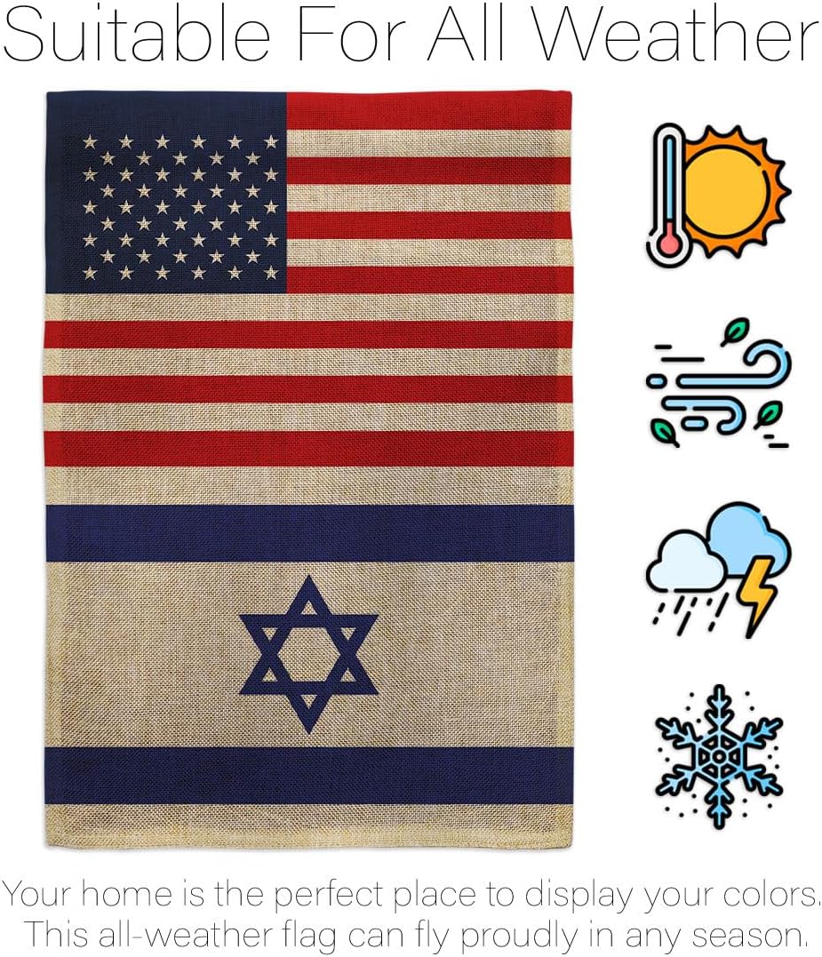 Americana Home & Garden Bandera israelí de Israel de Estados Unidos para exteriores, paquete de pancartas para jardín, pared al aire libre, puerta,