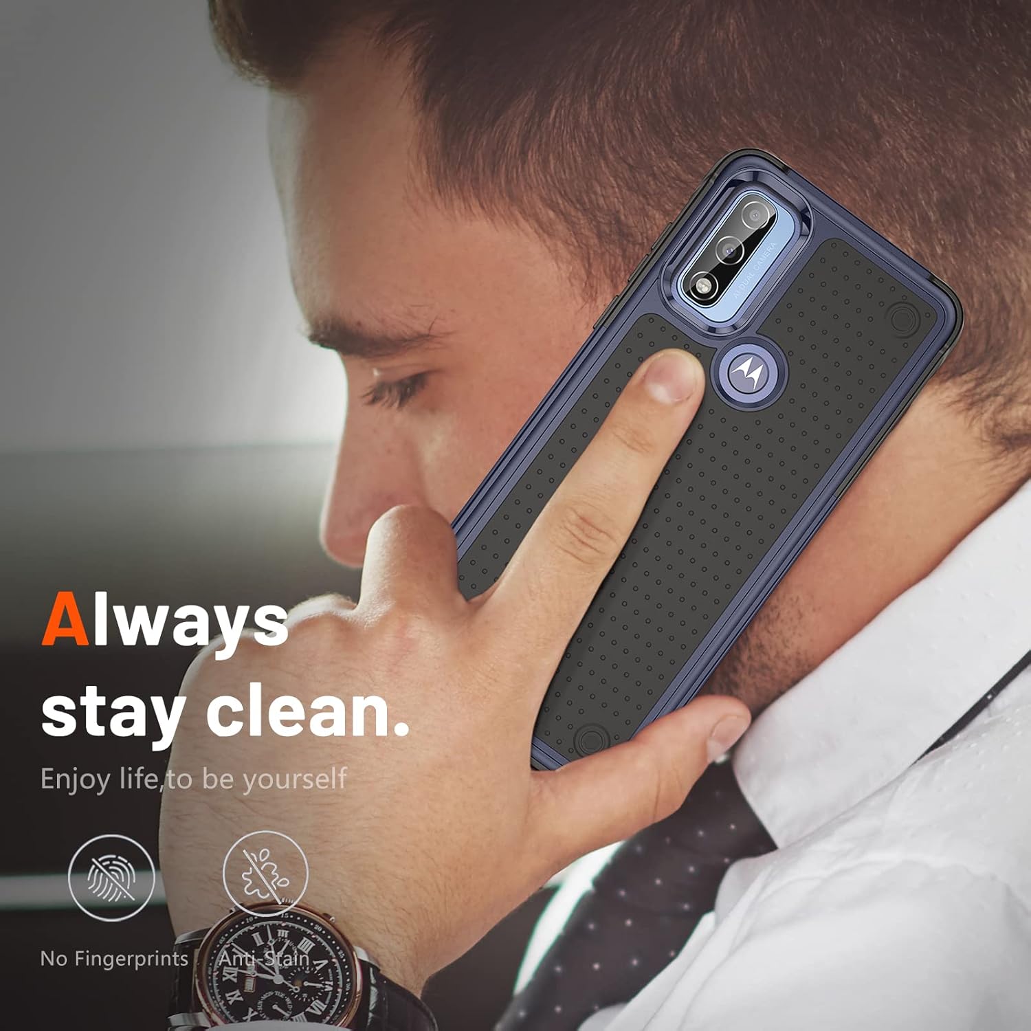 Jeylly Funda para Moto G Pure, Moto G Power 2022, Moto G Play 2023 2 protectores de pantalla de vidrio templado 360 cuerpo completo delgado a prueba