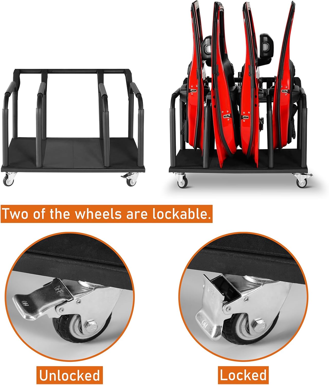 Hooke Road Estante de almacenamiento de 4 puertas, soporte deslizante para carrito para Jeep Wrangler JK JL Gladiator JT 2007-2024 y Ford Bronco