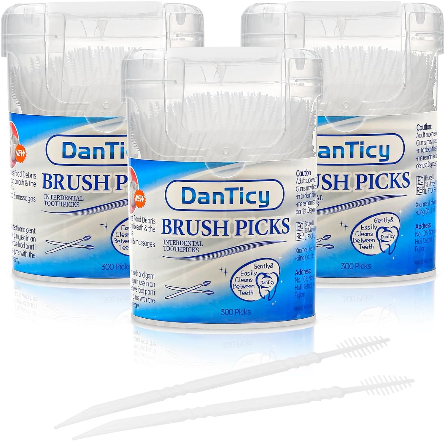 DanTicy Palos de dientes interdentales, palillos dentales de cerdas suaves, palillos de dientes, ayuda a eliminar la placa y los desechos entre tus