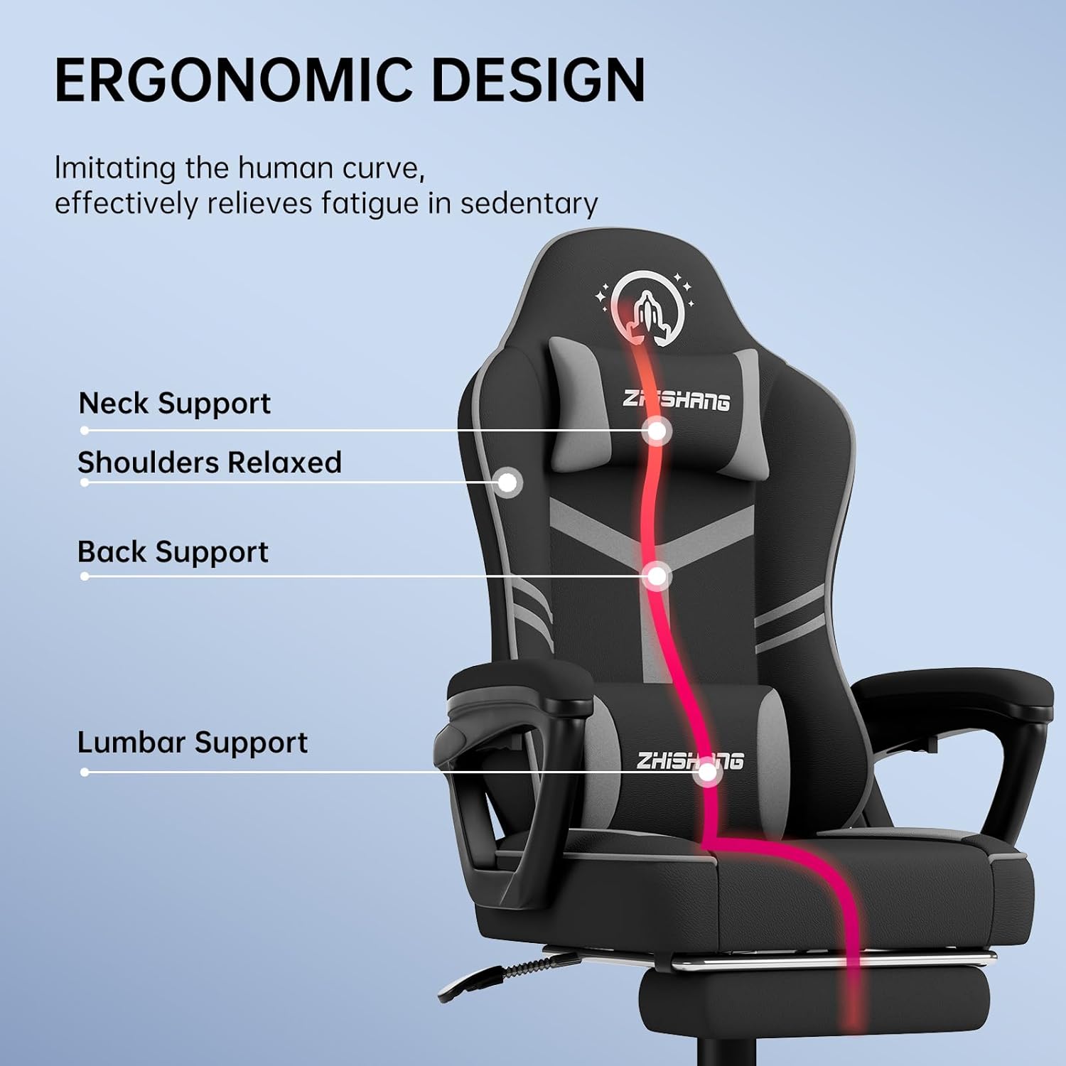 ZHISHANG Silla de computadora, silla de juegos para adultos, silla ergonómica para jugadores con reposapiés, silla de oficina de carreras con