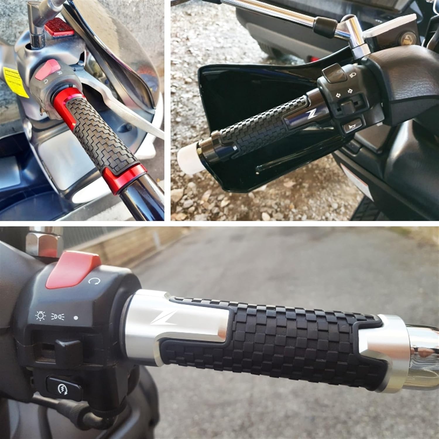 ByoBLu Empuñaduras de manillar de motocicleta de goma de aluminio compatible con Kawasaki Z Z900 Z800 Z750 Z650 Z300 Z1000 Z400 Z1000SX