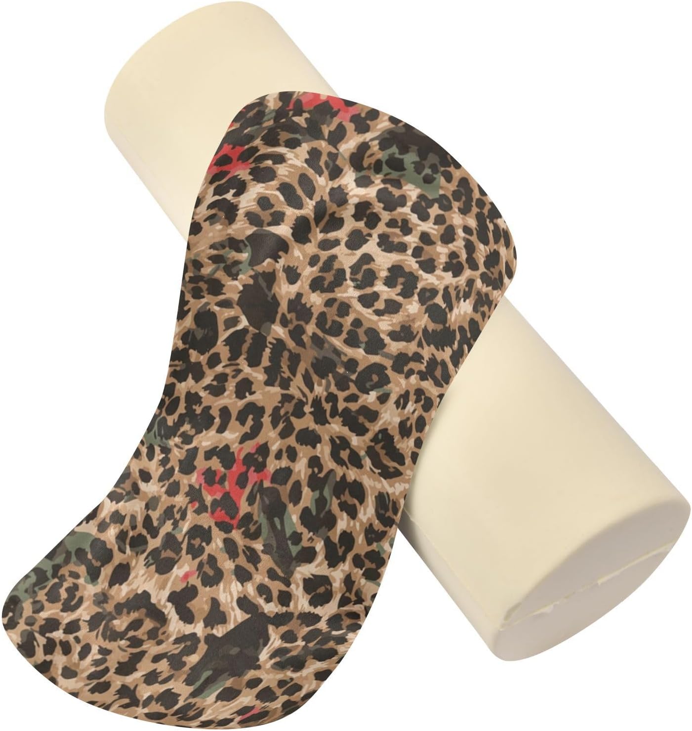 KLL Leopard Pattern Wild Round Cervical Roll Bolster Pillow Sleep Neck Roll Pillow Long Round Pillows for Bed Cylinder Throw Pillow Bolster Pillow
